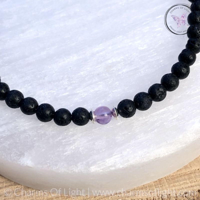Men's Lava Stone Birthstone Bracelet